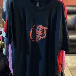 Black T-Shirt with Orange and blue Chicago Bears Graphic